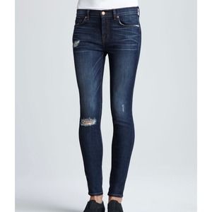 J Brand 811 Salem Distressed Dark Wash Mid Rise Skinny Jeans Size 29
